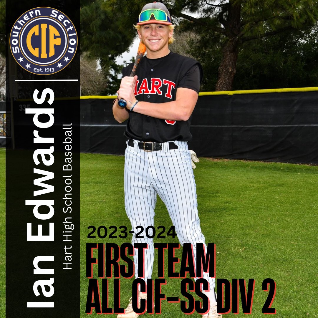 hart_baseball's tweet photo. Congratulations Ian Edwards! ⁣⁣⁣⁣
2023-2024⁣⁣⁣
FIRST TEAM ⁣⁣⁣⁣
ALL-CIF DIV 2⁣⁣⁣⁣
#harthighbaseball #classof2024 #onceanindianalwaysanindian @IanBrent_  @HartHigh https://t.co/siEBKOG37F