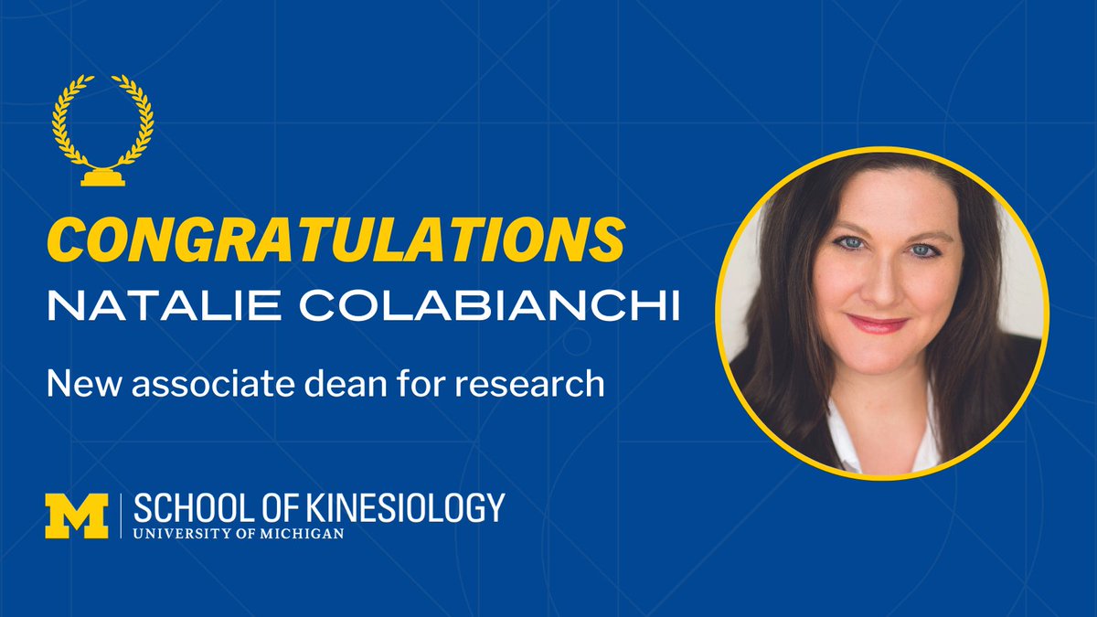 UMKines's tweet photo. Congratulations to Kinesiology faculty members on their recent promotions:
👏 Natalie Colabianchi, associate dean for research, eff 7/1;
👏 Deanna Gates, full professor of kinesiology, eff 9/1;
👏 Erin Giles, associate professor of kinesiology, with tenure, eff 9/1.
#GoBlue https://t.co/4YLuCjQ4Pk