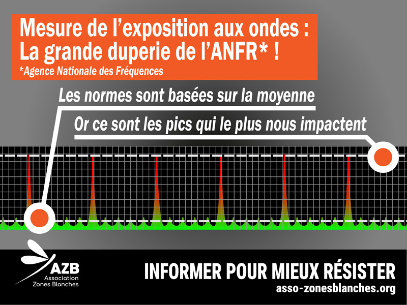 AZB_ehs_mcs's tweet image. MESURE DE L&apos;EXPOSITION AUX ONDES : LA GRANDE DUPERIE DE L&apos;ANFR !

Nos visuels ici :
asso-zonesblanches.org/visuels-dinfor…

-

#Electrosmog #Ondes #AntennesRelais #Stop5g  #Sante #Antennes #Prévention #RFwaves #wifi #smartphones #Iphone #StopWifi #SafeConnections