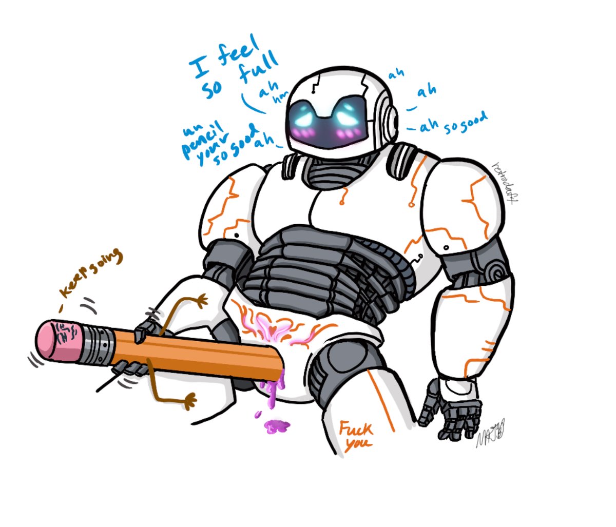 retrodaft2art's tweet photo. Shut the hell up, here‘s a drawing I made of the robot getting fucked  by a  pencil ✏️ https://t.co/qruOd3CCUz