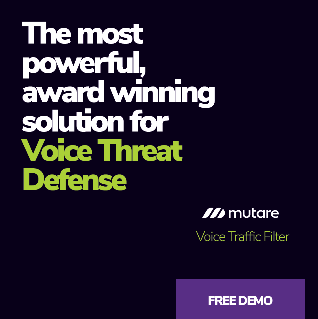MutareInc's tweet photo. ๐ก๏ธ๐ Protecting your voice channel should be priority! Experience the effectiveness of our award-winning solution with a free demo: https://t.co/bSbqiW6PcI #telecom #security #DataPrivacy #Vishing #Phishing #SocialEngineer https://t.co/aWGMqo352p