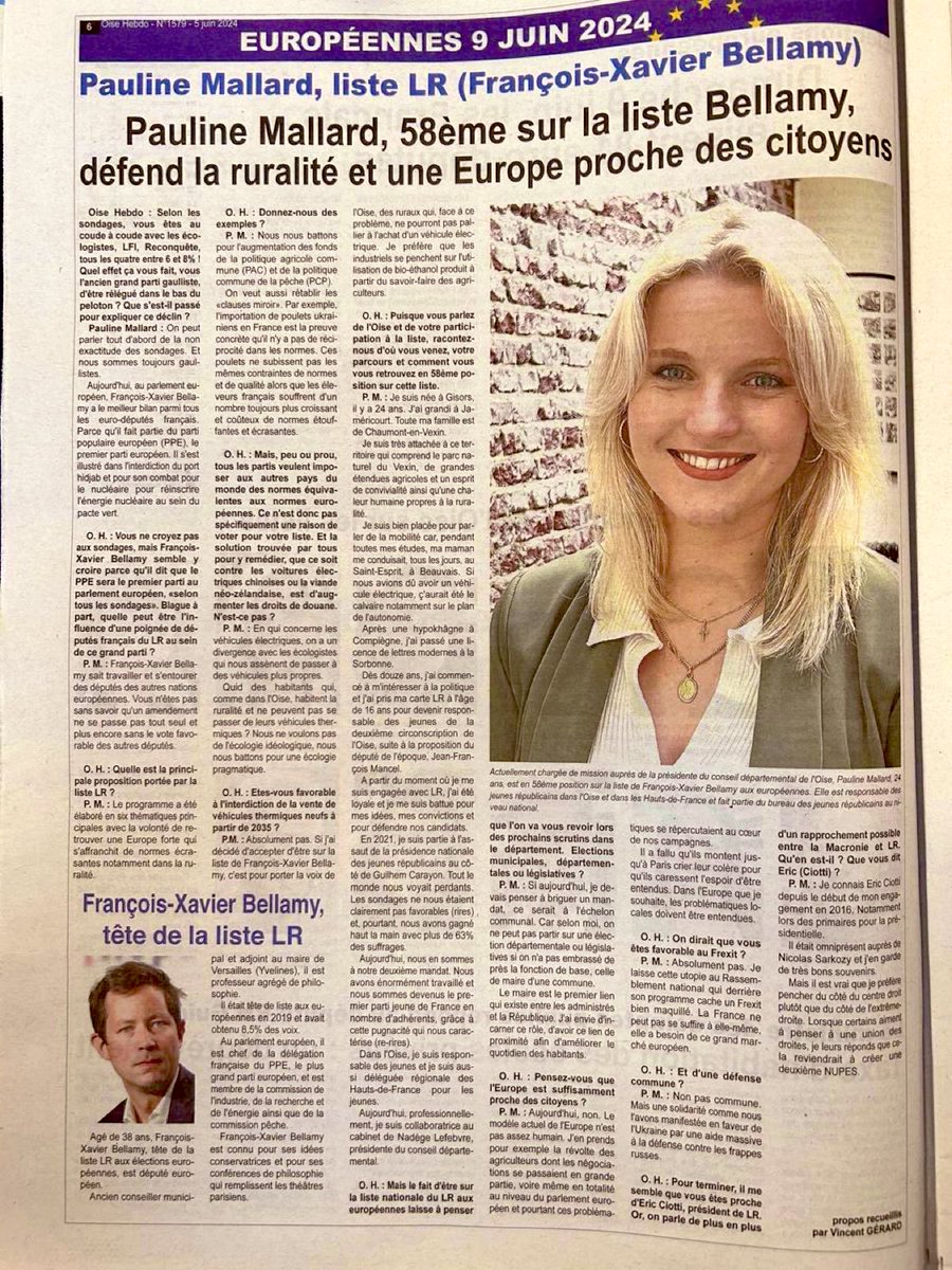 « A partir du moment où je me suis engagée, j’ai été loyale et je me suis battue pour mes idées, mes convictions » 

Avec <a href="/pauline_mallard/">Pauline Mallard</a> , l’Oise, la fidélité et la force des convictions sont bien représentés sur la liste de <a href="/fxbellamy/">Fx Bellamy</a> ! 

<a href="/AvecBellamy/">Avec Bellamy</a>