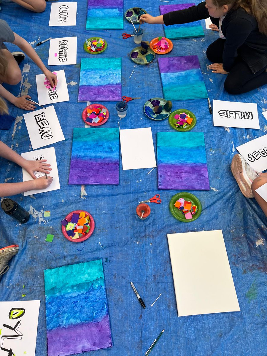 This morning, we had the pleasure of running a graffiti canvas workshop for 40 Year 6 pupils at @WatertonNJA 🤩 The children were absolutely fantastic and created some amazing masterpieces using different art techniques! 🎨🖌