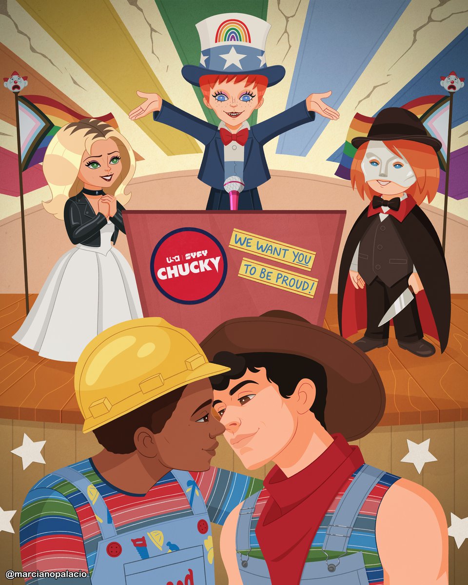 SYFY's tweet image. Chucky demands one thing: for you to be proud 🌈 #Chucky #prideNBCU

🎨: @mars_palacio