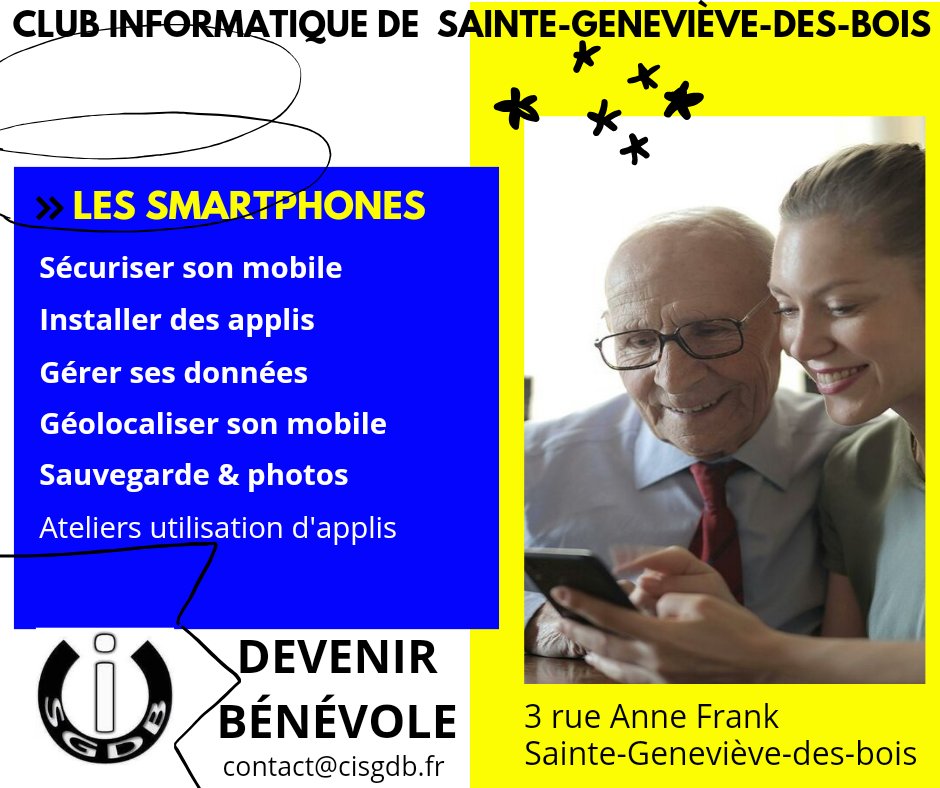Com_CISGDB's tweet photo. Notre club informatique est ravi de vous annoncer la mise en place prochaine d'un atelier sur l'utilisation des smartphones, destiné aux personnes débutantes. Vous êtes à l'aise avec un Smartphone, nous recherchons des bénévoles pour l'animer. https://t.co/7VN3WH4twf