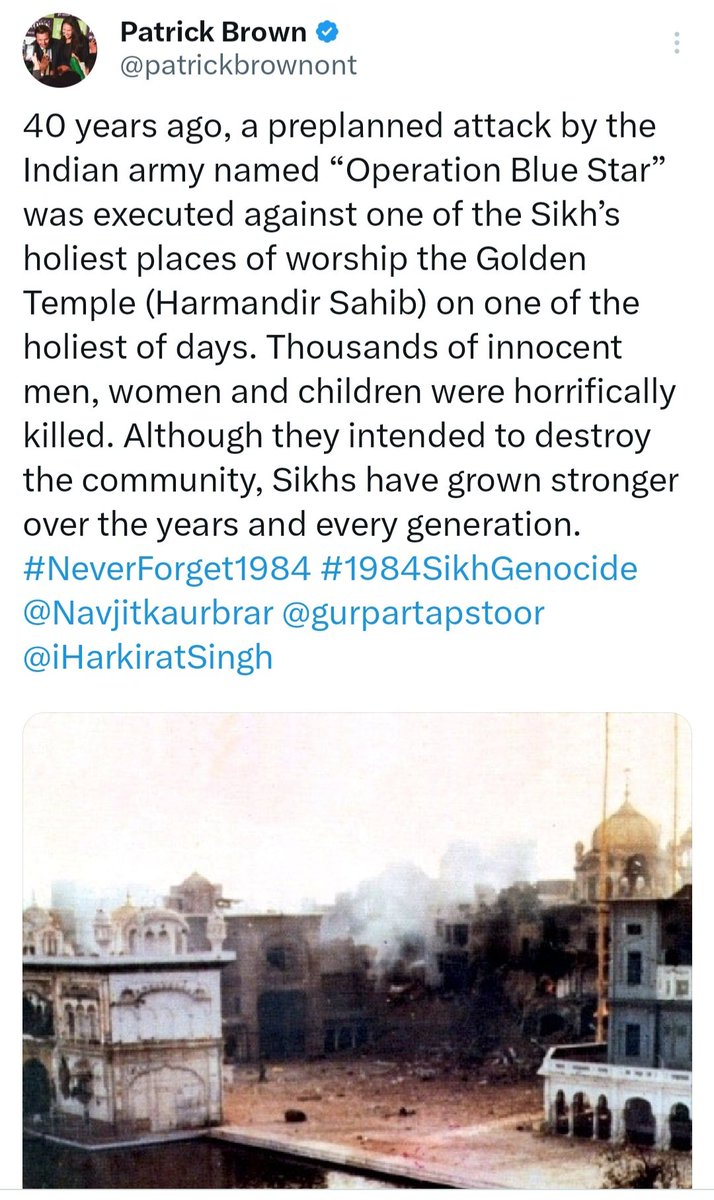 SaluteTigress's tweet photo. @joysamcyborg @Ranting4Canada This statement by #PatrickBrowne the Mayor of Brampton🇨🇦 who is considered to be literally in bed with the Khalistanis is nothing less than Foreign interference in India &amp; should be taken very seriously by India. 
@PMOIndia 
@republic 
@DrSJaishankar 
@AskAnshul 
@gauravcsawant https://t.co/vOzbi0rnTH