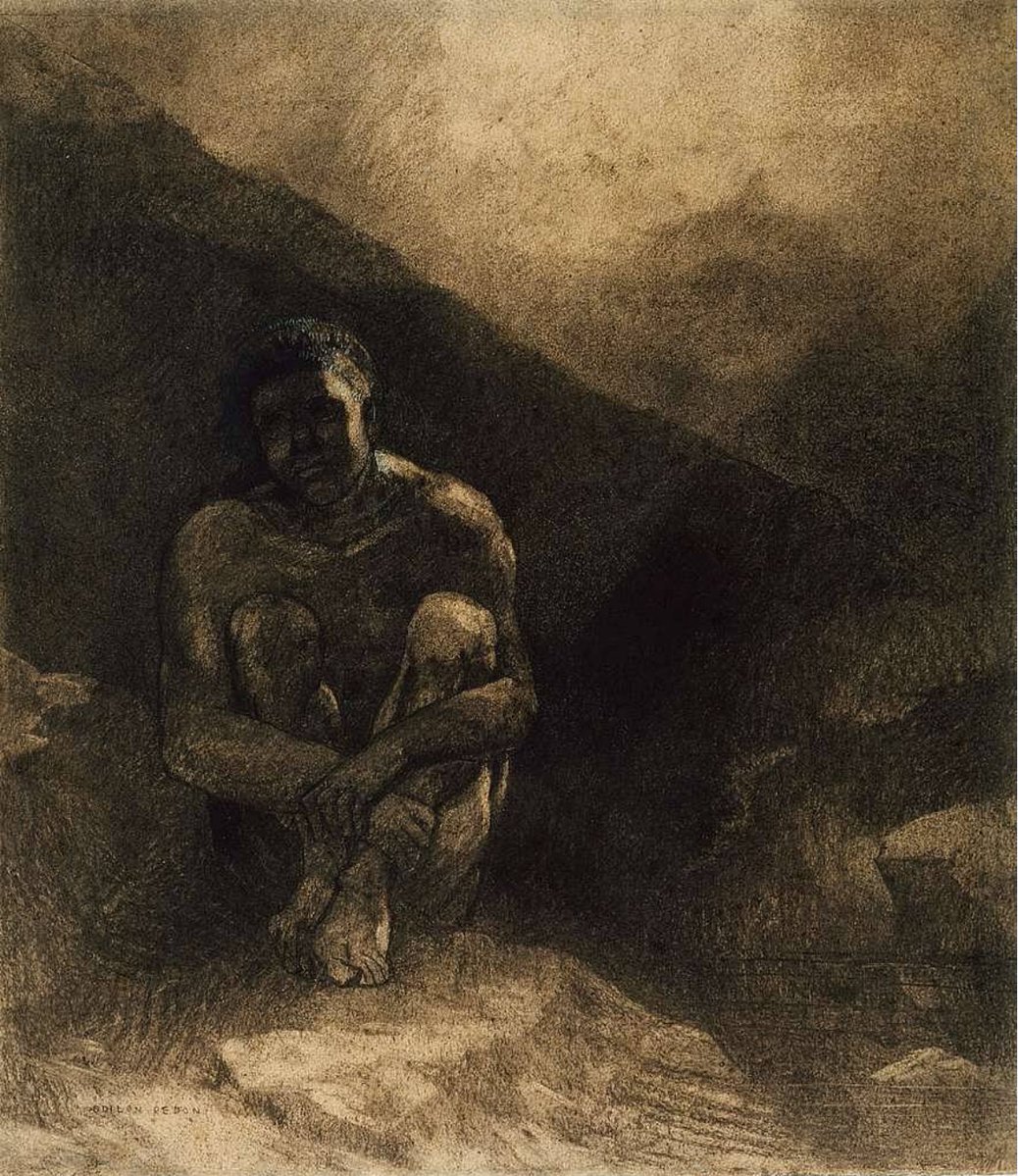 オディロン・ルドン （Odilon Redon、1840-1916） 『暗がりに座る原始