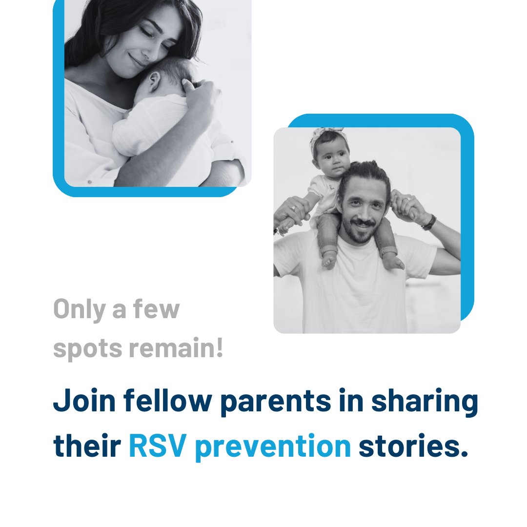 VPRPOP's tweet photo. Only a few spots remain! Swipe to learn how you can share your RSV prevention experience. #rsv #rsvawareness #respiratorysyncytial https://t.co/dD6f9qPDaH