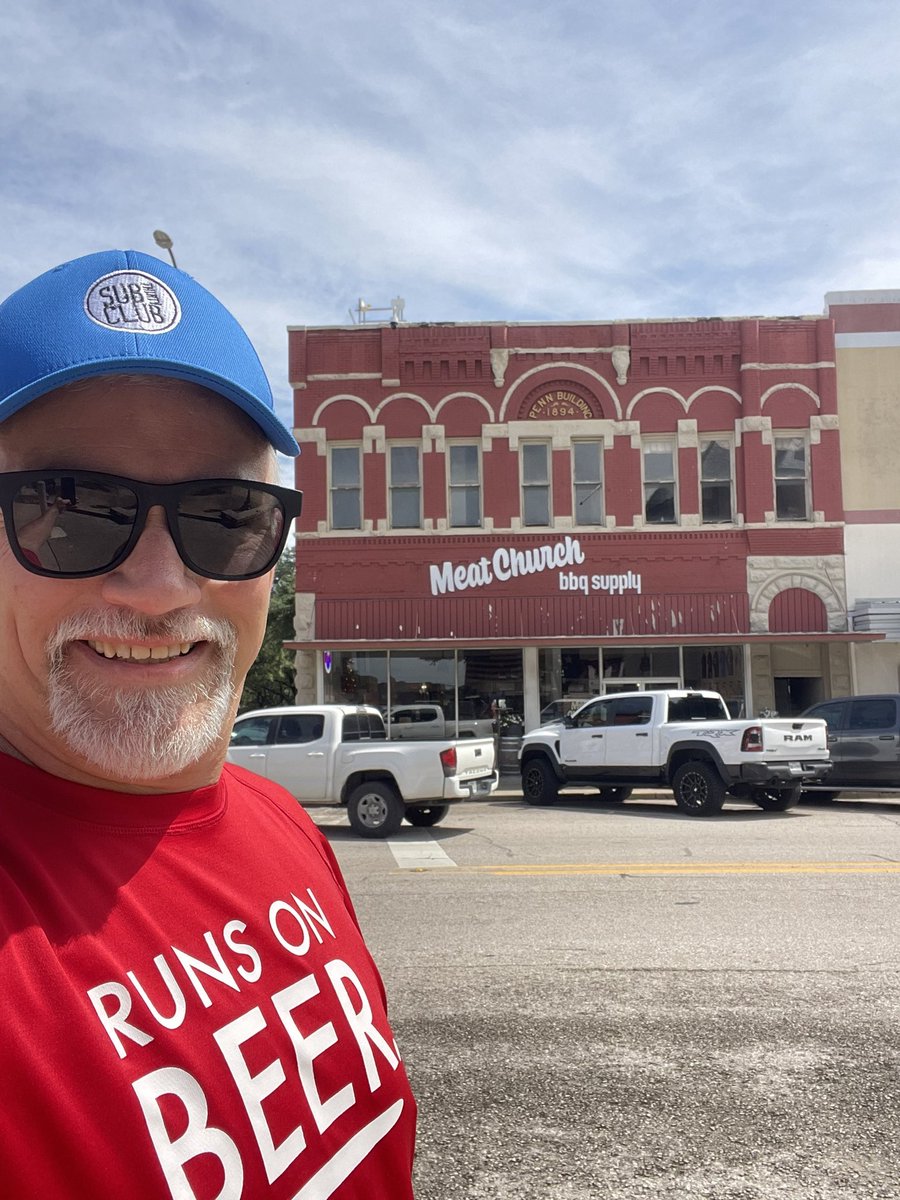 GunthorTM's tweet photo. Did a little over a 5K to celebrate National Running Day while waiting on Meat Church BBQ Supply to open. Well worth the visit both the store and the city! #nationalrunningday #sub30club #meatchurch https://t.co/T5JmSeBVff