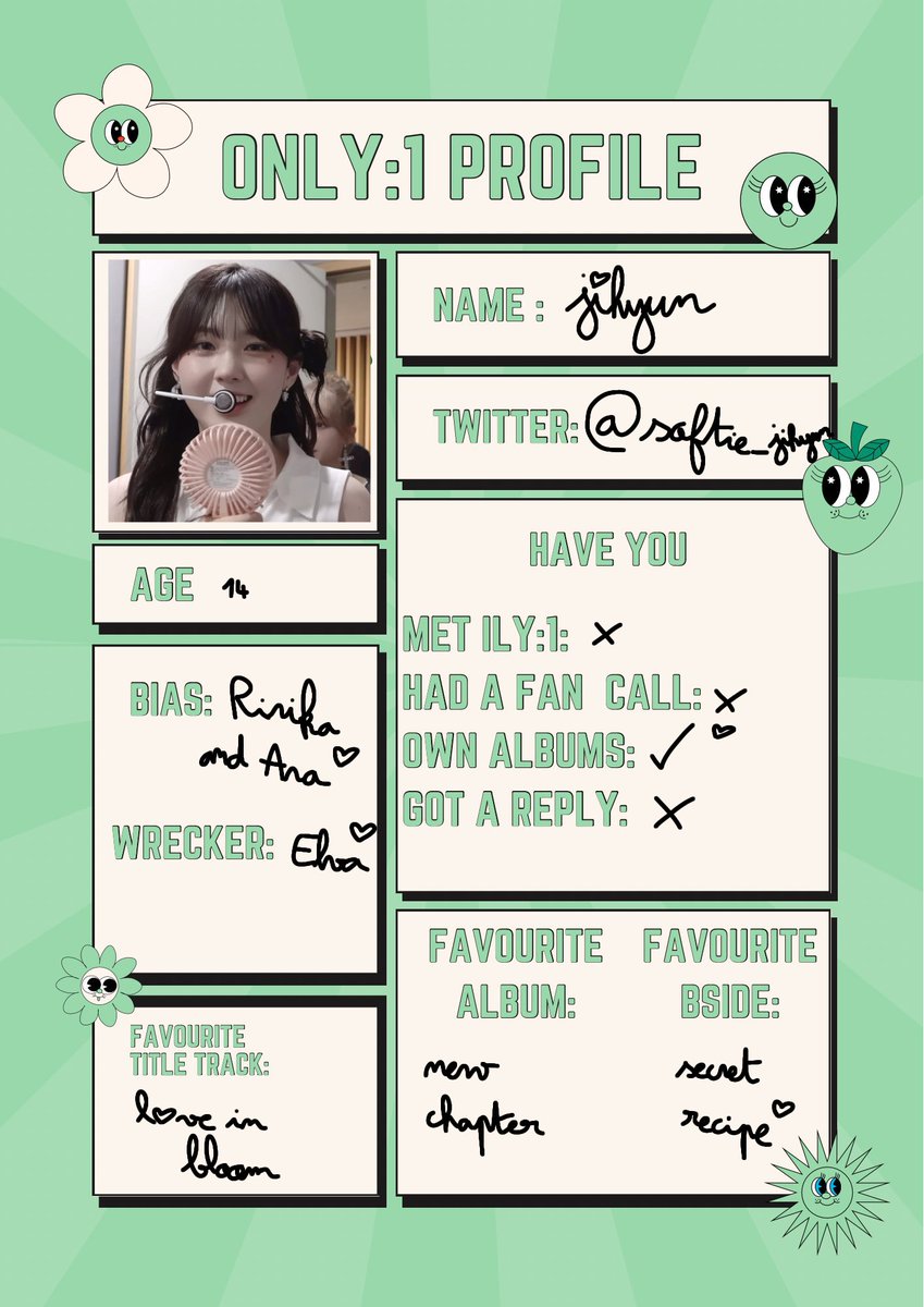 softie_jihyun's tweet photo. my profilee ♡♡

#ONLY1Day https://t.co/JowpC2ubR1