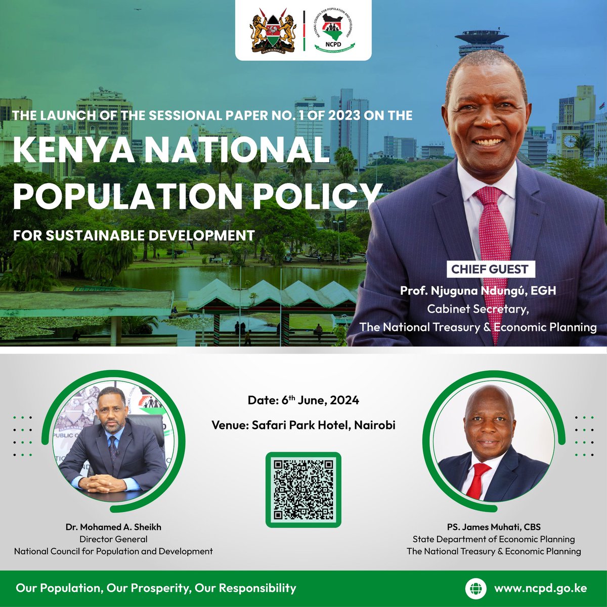 The National Council for Population and Development will tomorrow Thursday 6th June,2024 Launch the Sessional Paper no 1 of 2023 on the Kenya National Population Policy for Sustainable Development.
This Policy is a revision of the 2012 Population Policy, and it builds on the