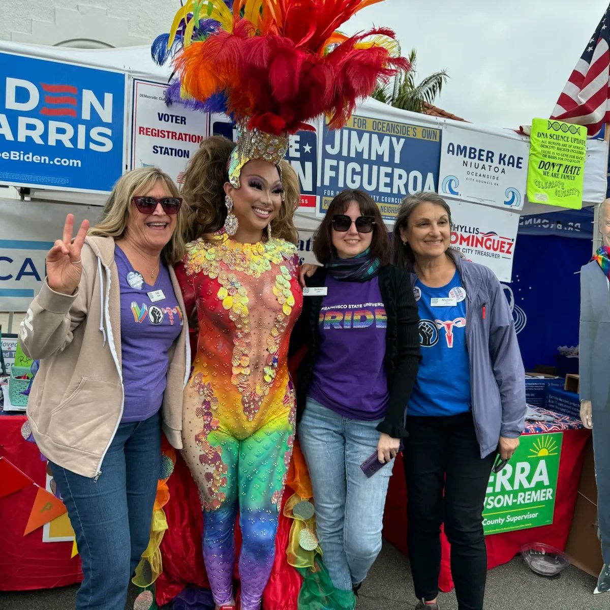 SRJaffe's tweet photo. @TheDemocrats Susan Jaffe with the Democratic Club of Carlsbad Oceanside-DEMCCO @pridebythebeach in Oceanside, California #BPITraining #ChallengeAccepted https://t.co/ZM7WONM9ZJ