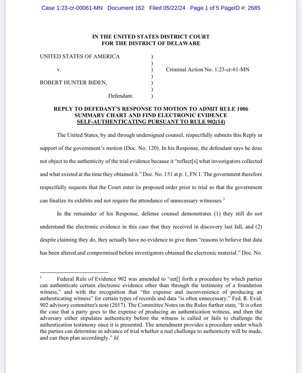 LauraLoomer's tweet photo. Hunter Biden’s laptop was entered as evidence in his trial yesterday at 2:10 pm. 

This is of course the same laptop that 51 former US intelligence officials publicly said was “Russian disinformation”.

It’s time for all 51 of those intelligence officials to be charged with PERJURY. 

Another way Republicans could be playing offense right now… but they refuse to actually do anything of substance.