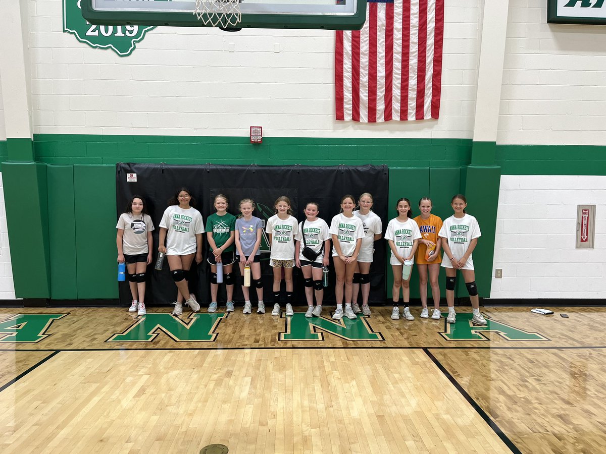 AnnaRocketVB's tweet photo. Day 3 of camp! 

Campers of the day: PJ and Harper! 

They were getting in the extra reps on the sideline during drills and were leading by example. 

Also pictured are our 6th graders as they head off to DARE camp tomorrow! https://t.co/g8wSHMt7Jd