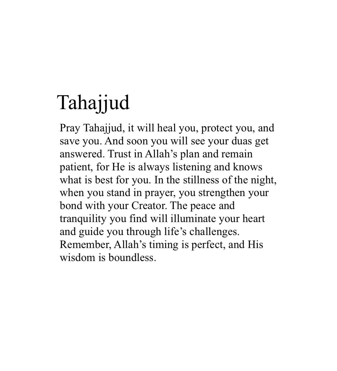 muslimthoughtz1's tweet photo. Tahajjud will heal you, protect you, and save you. https://t.co/IZs6XL84T5