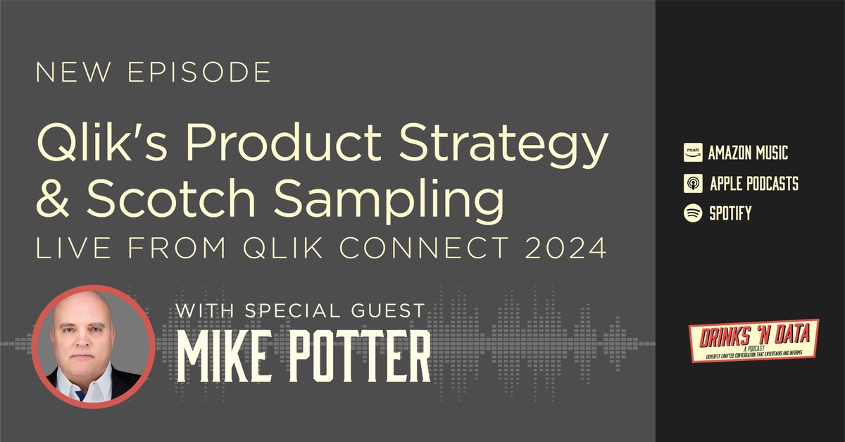 Join us for a LIVE recording from the vibrant halls of #QlikConnect 2024 with Mike Potter as we sip on some exclusive scotch! 
#DrinksNData #QlikConnect2024 #DataAnalytics #ScotchSampling #QlikConnect #ProductStrategy #AskMeAnything 🥃✨

drinksndata.com/episode-show-n…