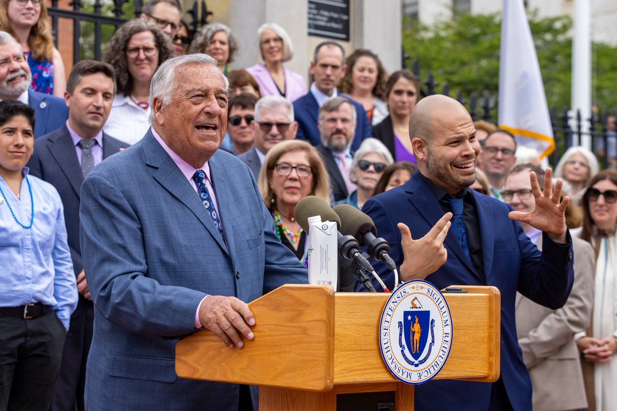 RonMariano's tweet photo. It was great to join @MassGovernor and my colleagues in the legislature to celebrate the beginning of Pride Month, and to announce that the House will soon vote to modernize the Commonwealth’s parentage laws, ensuring greater protections for same sex couples and their children. https://t.co/ha7lops4RB