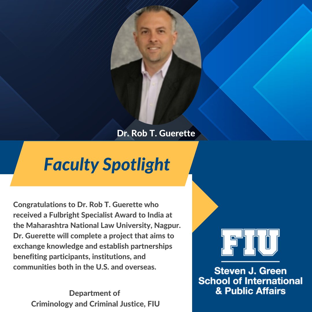 Congratulations to our very own Rob T. Guerette for his Fulbright Specialist Award! Making us Proud! @fiu_sipa #fulbright