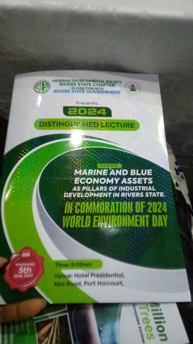 Mirankenny's tweet photo. In honor of #worldenvironmentday the Nigeria Environmental Society presented a lecture on the subject "Marine and Blue Economy Assets as Pillars  of Industrial Development in Rivers State". 
The main topic of discussion  at the event was how important marine Resources  and the https://t.co/tzGTwmfysI
