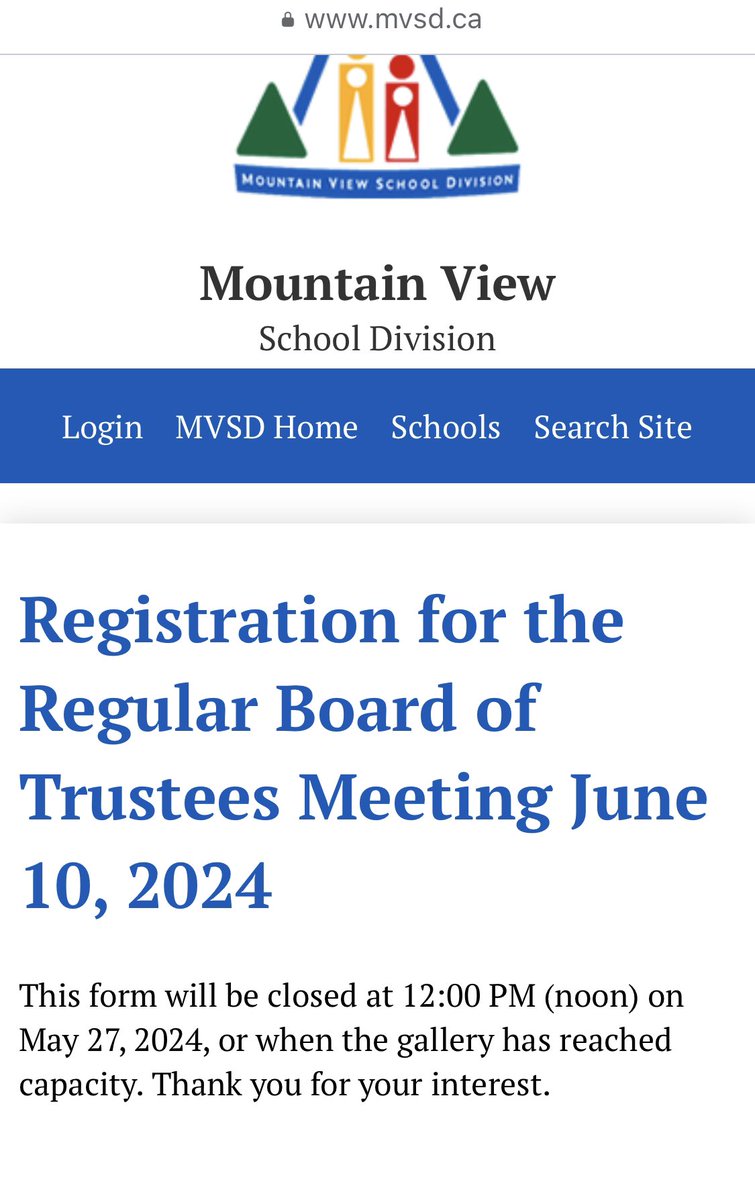Cam Bennet (@cdbennet) on Twitter photo It would appear that the gallery for the <a href="/MVSD_Schools/">Mountain View S.D.</a> Board Meeting June 10th is now full.
If this Board truly believes in the freedom of speech they will move the meeting to a larger venue. But it will likely take some requests from the public. It would appear that the gallery for the <a href="/MVSD_Schools/">Mountain View S.D.</a> Board Meeting June 10th is now full.
If this Board truly believes in the freedom of speech they will move the meeting to a larger venue. But it will likely take some requests from the public.