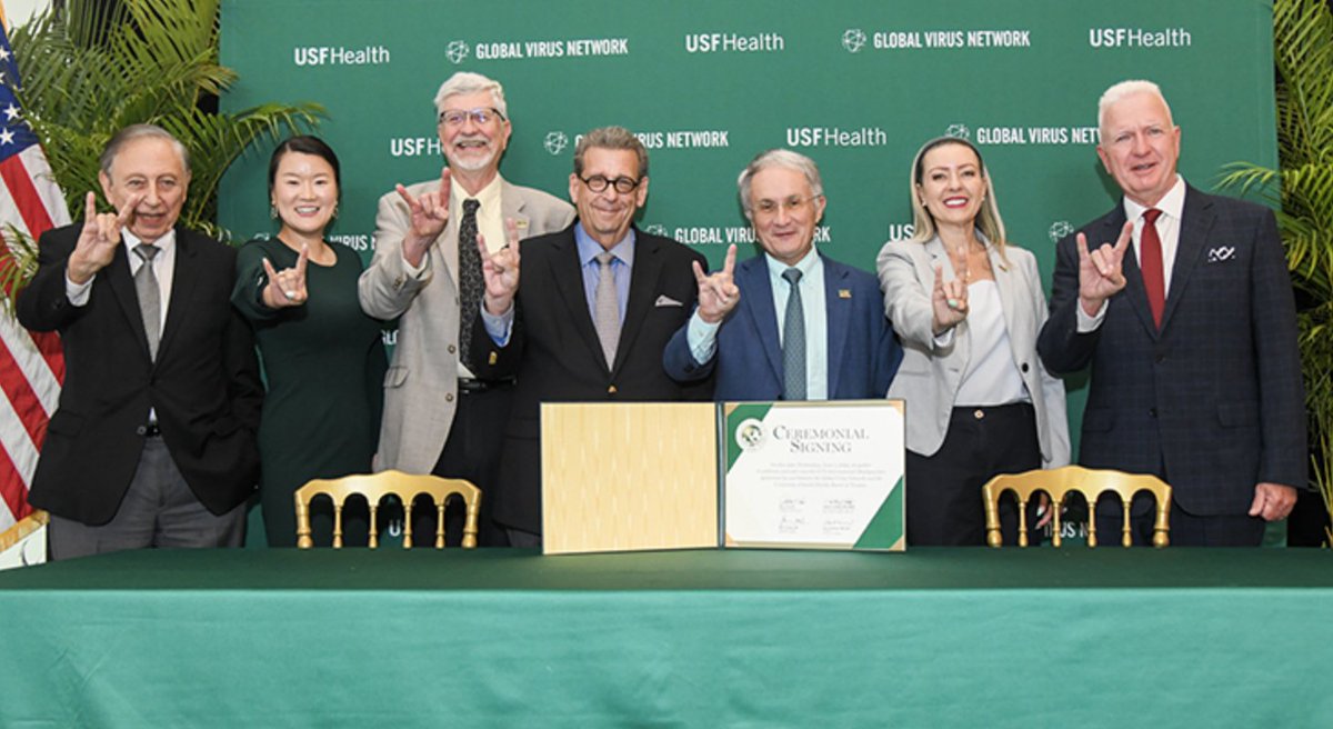 USFNews's tweet photo. "I am thrilled that Dr. Gallo, who is a true pioneer in medical research and a hero in American medicine, is joining @USFHealth." In a major announcement, #USF will become host to the international headquarters of the #GlobalVirusNetwork.
Read more 🔽
https://t.co/pO6XlruCtp https://t.co/5zM2Mcvlss