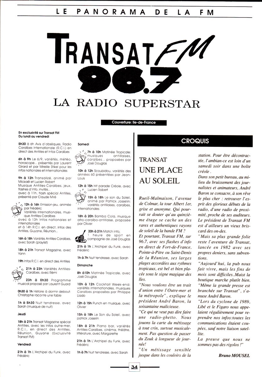 MecaDesOndes's tweet image. LE BONUS DE LA MÉCA : une archive pour compléter la récente émission avec @PhilippeLlado avec qui nous avions évoqué ses premières radios. Parmi elles, il y eut Transat FM à Reuil-Malmaison.
Voici sa grille des programmes, en 1990-91