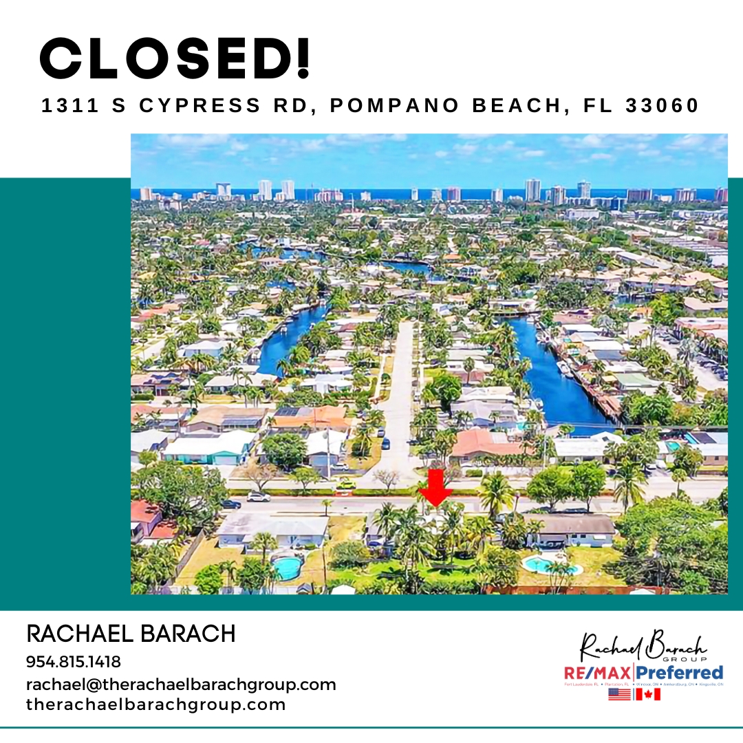 RachaelBarach's tweet photo. CLOSED!!
📍1311 S Cypress Rd, Pompano Beach, FL 33060
#TheRachaelBarachGroup
Rachael Barach: 954-815-1418
Crystal Beatty Gargiulo: 954-465-8384
#LyonsPark #PompanoBeach #WhoYouWorkWithMatters #LocalExpert #PompanoBeachExpert #investment #listing #sold https://t.co/p0CRqrZNm3