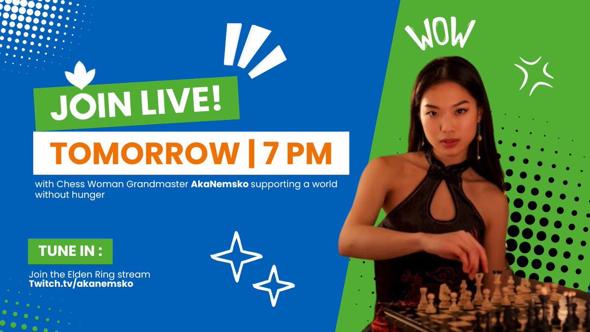 📢TOMORROW! The incredible <a href="/akaNemsko/">Nemo</a> will be hosting a charity stream on <a href="/Twitch/">Twitch</a> to support <a href="/acfcanada/">Action Against Hunger / Action contre la Faim</a>'s work. 

Tune in at 7:00pm ET to hang with Nemo while supporting our mission to end hunger.💚💙 

Click to watch! 👉twitch.tv/akanemsko