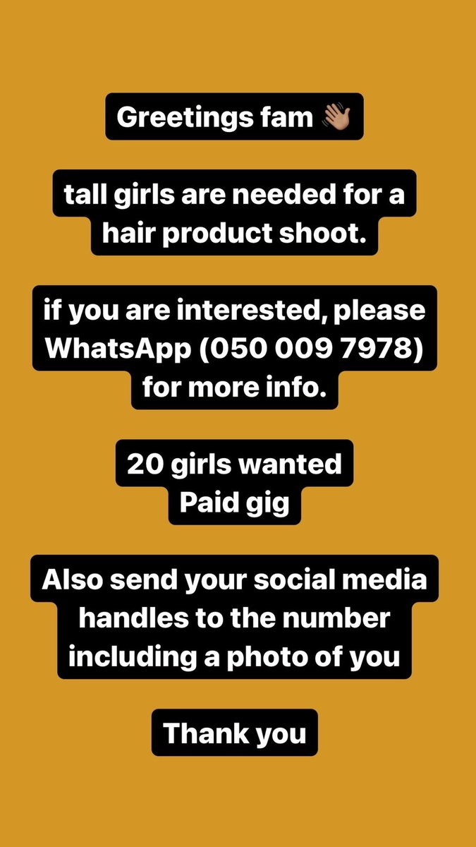ghanartistsclub's tweet image. Girls wanted 🚨for a hair product shoot. 

PAID GIG 💰. More details in the attached photo. 

Kindly retweet. Thanks! 

#jobs #models #productshoot
