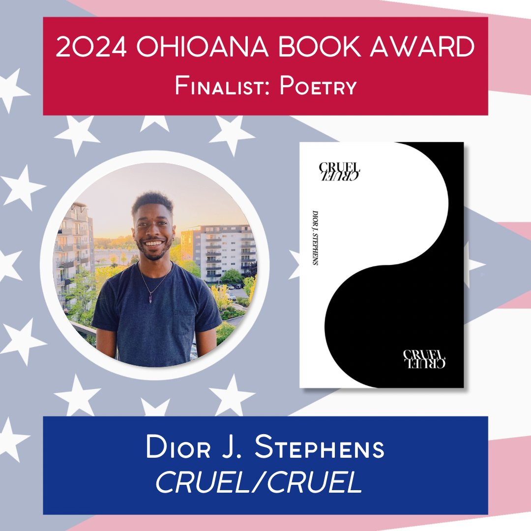 Ohioana's tweet photo. #33Books33Days: the 2024 #OhioanaBookAwards finalists! Day 4: #DiorJStephens @dolphinneptune's CRUEL/CRUEL, a response to cruelties that became our new quotidian in 2020, that moves through innovative permutations of lyric form. https://t.co/uU8PnYPz18 https://t.co/tc2Wiy8cij
