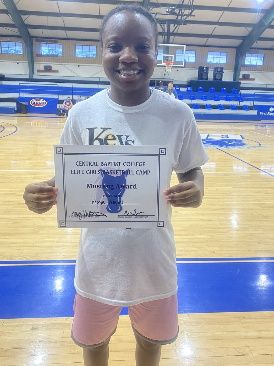 PeoplesMaya's tweet photo. Had an amazing time yesterday with @CoachHeff and the @cbcwbball at the awsome elite girls basketball camp. With showing off my skills I was blessed with the MVP “Mustang Award” by both coaches! Thanks for the invite! @CoachHeff @cbcwbball https://t.co/kAbiSEB6ja