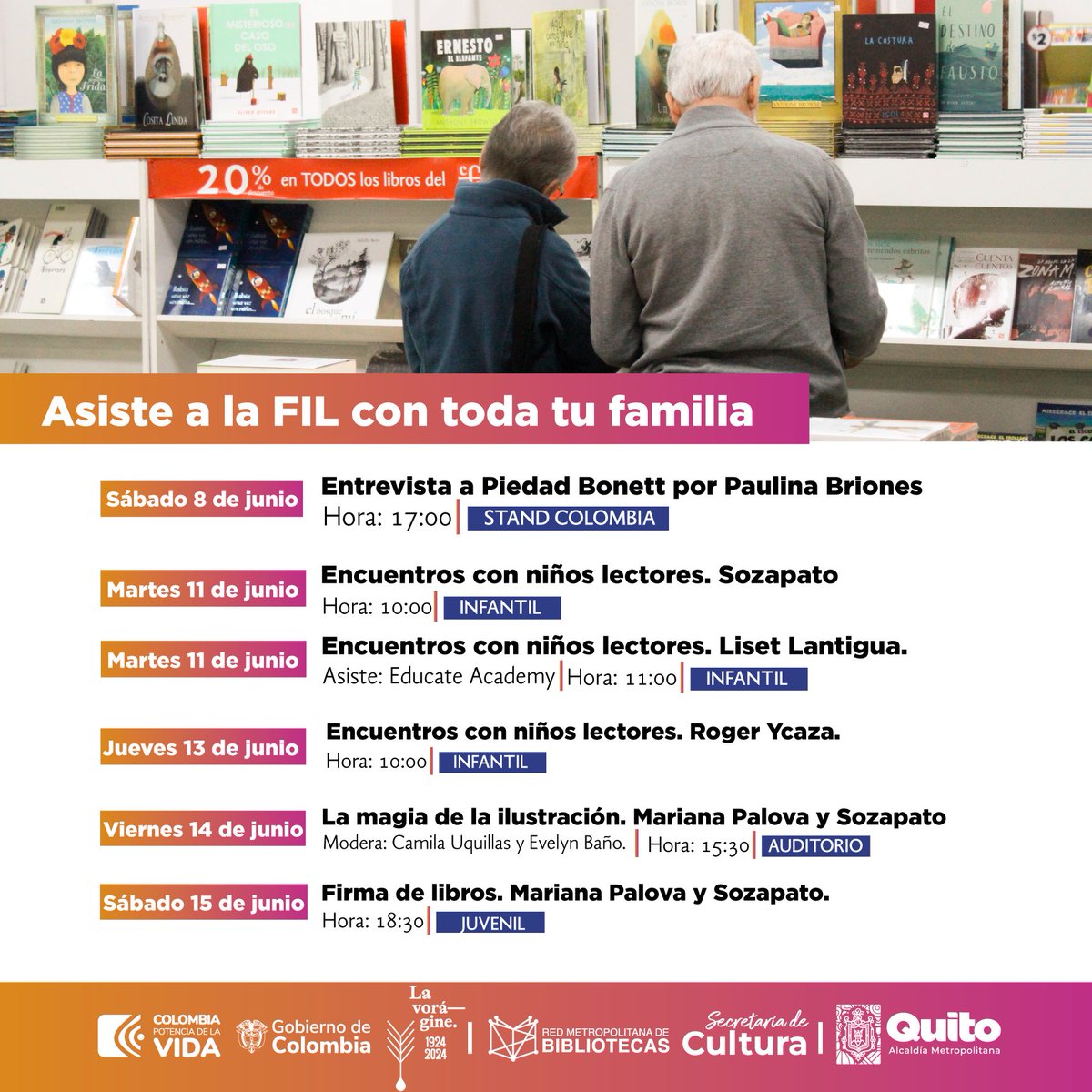 FceEcuador's tweet photo. ¡Te esperamos con los libros abiertos!
Recuerda que la entrada es gratuita 
⏰ 10:00 a 20:00 
🤓 Del 8 al 16 de junio https://t.co/KjfNZF2Caw