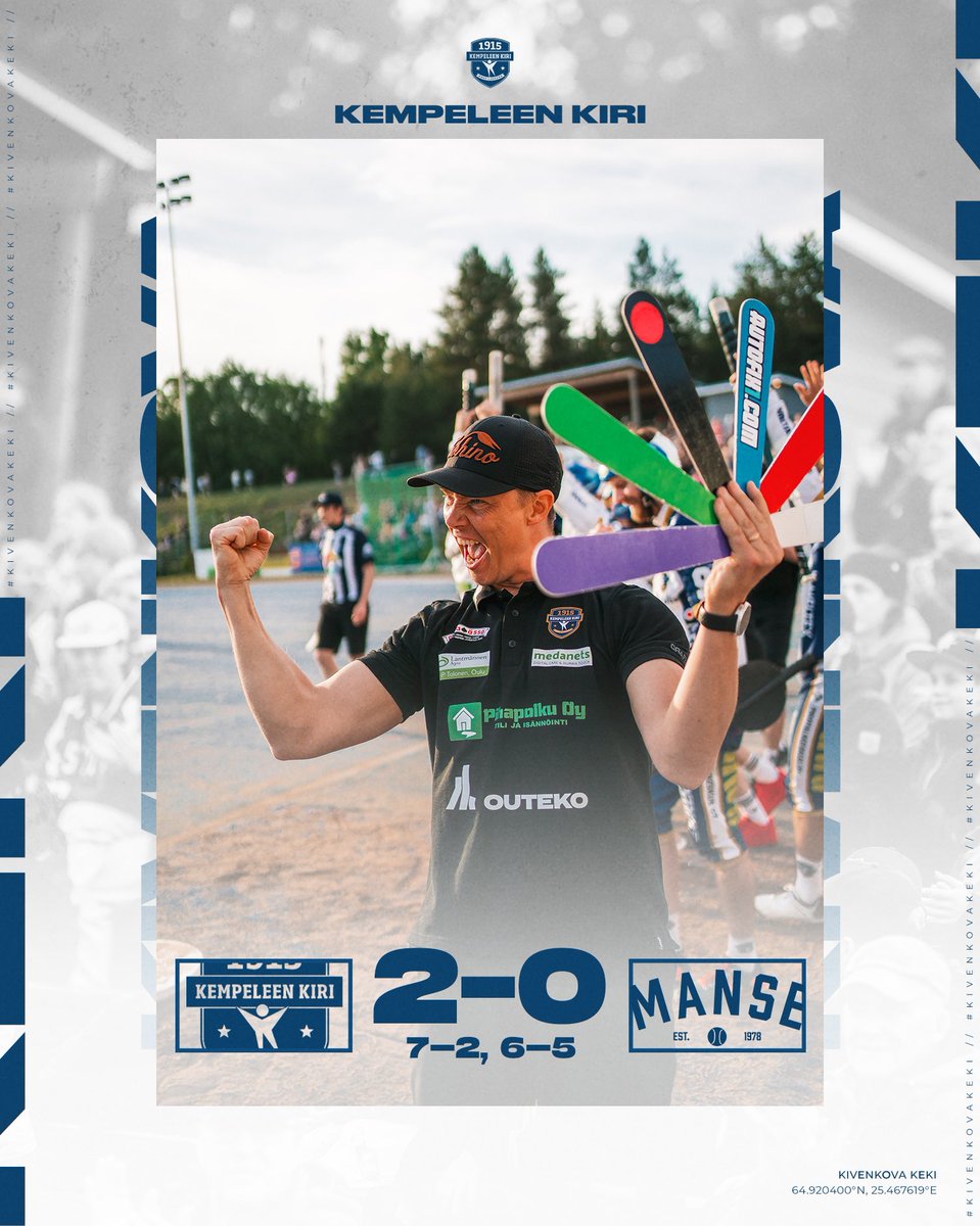 Maistuu! Maistuu! Maistuu! 🔥

Kempeleen Kiri kaataa Manse PP:n hurmoksellisen kotiyleisön edessä puhtaasti jaksoin 2-0 (7-2, 6-5) ja huipentaa viikon kolmen pisteen voittoon! 👊

Kiitos kotiyleisö! Teitte tästä illasta mahtavan! 💪

#KivenkovaKeKi #Nastajengi #Pesis