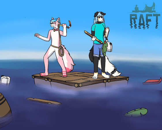 I just finished a playthrough of raft with <a href="/Kallifluff/">Kalli 🩷</a>, and thought i'd do a piece of art to celebrate