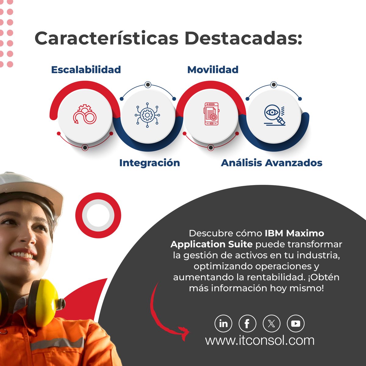 it_consol's tweet photo. 👍 Ahora puedes tener una Solución Integral de Gestión Operativa IBM MÁXIMO APPLICATION SUITE 8 que potencia tus sistemas contables-financieros.

Una suite integrada para Operaciones, Mantenimiento, Seguridad/Medio Ambiente, Riesgos y Sostenibilidad.

📱 https://t.co/kKV7BJhXIh https://t.co/MBEy8LiT4N