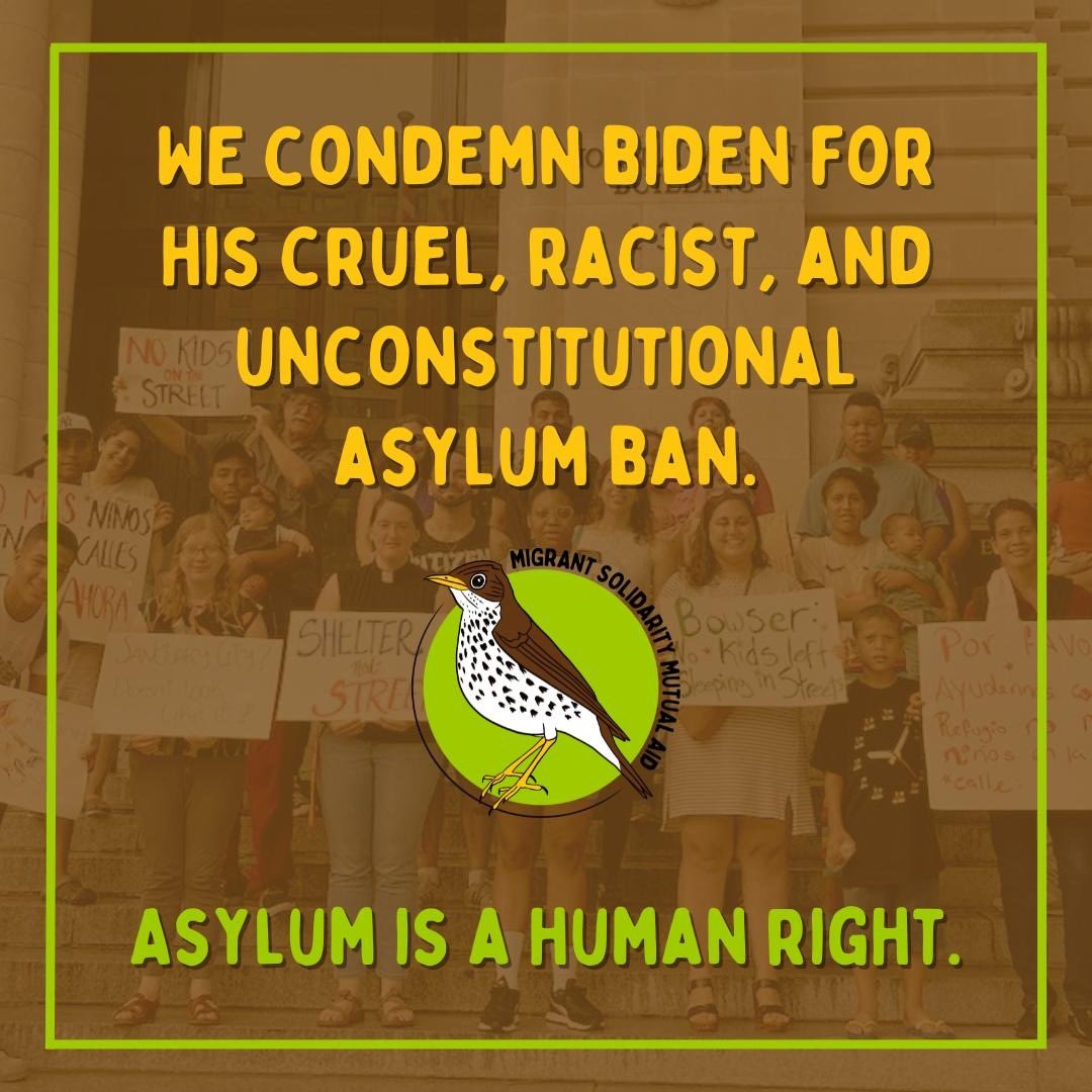 Biden’s new asylum ban is cruel, racist, and unconstitutional. It makes you wonder if Stephen Miller wrote it for him. We strongly and unequivocally condemn it. 

Asylum is a human right.