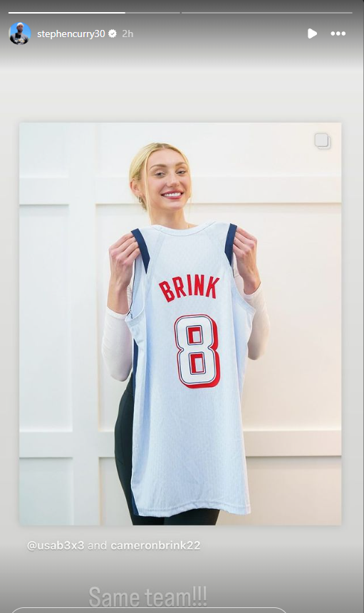 BeatKit22's tweet photo. Stephen Curry's message for Cameron Brink after being selected on the Team USA 3X3: "Same team!!!" https://t.co/dLNv75GYyb