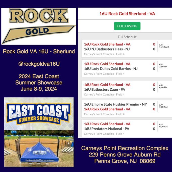 Kate Search (@kate_search07) on Twitter photo Starting out the summer season strong at the East Coast Showcase with <a href="/RockGoldVA16U/">Rock Gold VA 16U 🥎</a> this weekend!! So excited for this summer! <a href="/ROCKGOLDVA/">ROCK GOLD VA ORG</a> Starting out the summer season strong at the East Coast Showcase with <a href="/RockGoldVA16U/">Rock Gold VA 16U 🥎</a> this weekend!! So excited for this summer! <a href="/ROCKGOLDVA/">ROCK GOLD VA ORG</a>
