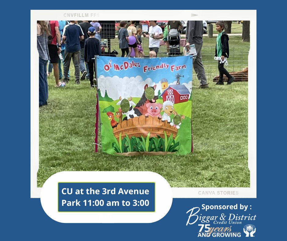 It's Town and Country Fair Days  on June 8th, and we are happy to partner once again with Ol' McDales Friendly Farm. Come on down to 3rd Ave East Park from 11:00 am to 3:00 pm. Grab one of the 200 feeding cones sponsored by Biggar &amp; District Accounting Services. !