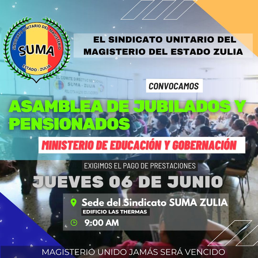 Suma_Zulia's tweet photo. Atención Jubilados del estado y de la Nación! La cita es mañana a las 9 am https://t.co/8esNTwEHIv