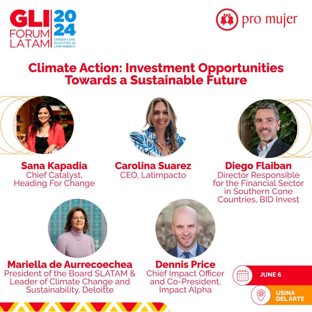 Coming up at <a href="/promujer/">Pro Mujer</a>'s #ForoGLILatam2024:

<a href="/dennisaprice/">Dennis Price</a> joins Heading for Change's <a href="/sananomad/">Sana Kapadia</a>, <a href="/Latimpacto/">Latimpacto</a>'s Carolina Suarez, <a href="/BIDInvest/">BID Invest - IDB Invest</a>'s <a href="/dmflaiban/">Diego Flaiban</a> &amp; <a href="/Deloitte/">Deloitte</a>'s Mariella de Aurrecoechea to discuss climate action investment opportunities.