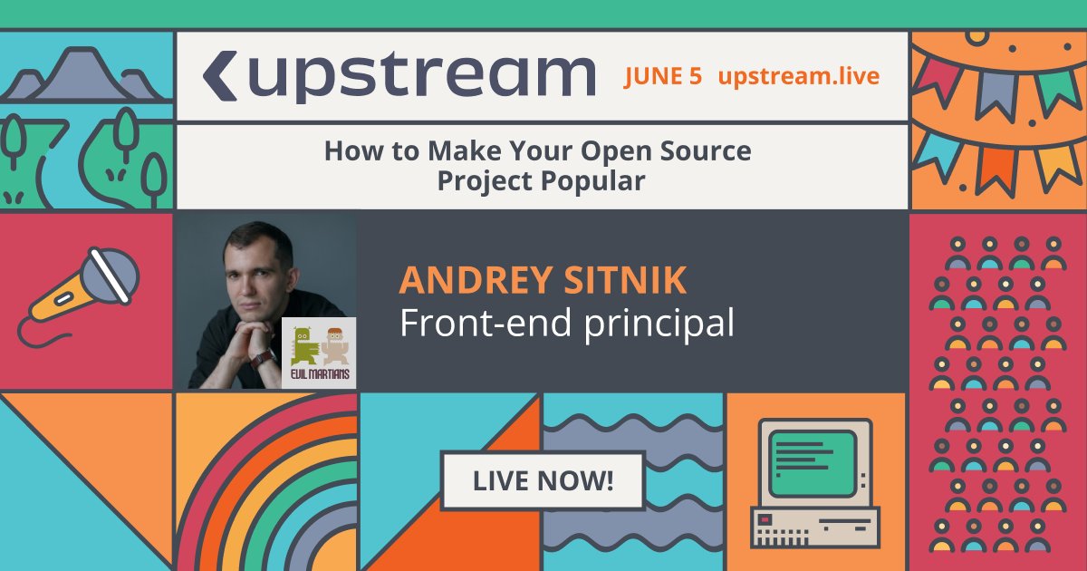 tidelift's tweet photo. Want to learn how to make your open source project popular? Easy: Join #Upstream2024 now to hear @sitnikcode share his findings from 15 years of making open source tools. https://t.co/trqGZGedgJ https://t.co/yCplg7jjwV