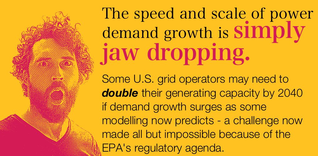 countoncoal's tweet image. Surging Power Demands Meet an Inflexible EPA Agenda -- the latest Count on Coal blog post: ow.ly/rJiz50Sa3xp #coal #countoncoal #CPP2.0 #grid #powerdemand