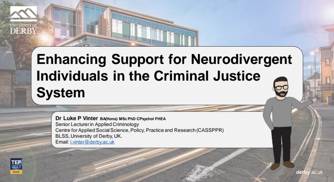 Dr Luke P Vinter (@lpvinter) on Twitter photo It was a privilege to be invited to present at the <a href="/DerbyUni/">University of Derby</a> University Professorial Council Summer Event as an "ascendant research research star". I outlined my research impacts & future plans, all re: enhancing support for #neurodivergent people in the #CriminalJusticeSystem π It was a privilege to be invited to present at the <a href="/DerbyUni/">University of Derby</a> University Professorial Council Summer Event as an "ascendant research research star". I outlined my research impacts & future plans, all re: enhancing support for #neurodivergent people in the #CriminalJusticeSystem π