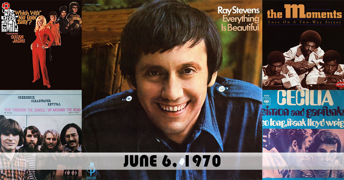 ChartsArchive's tweet photo. Top songs on this day in 1970:
1. "Everything Is Beautiful" - #RayStevens
2. "Which Way You Goin' Billy?" - #PoppyFamily
3. "Love On A Two-Way Street" - #TheMoments
4. "Up Around The Bend/Run Through The Jungle" - #CreedenceClearwaterRevival
5. "Cecelia" - #SimonAndGarfunkel https://t.co/qEUeZvXzx3
