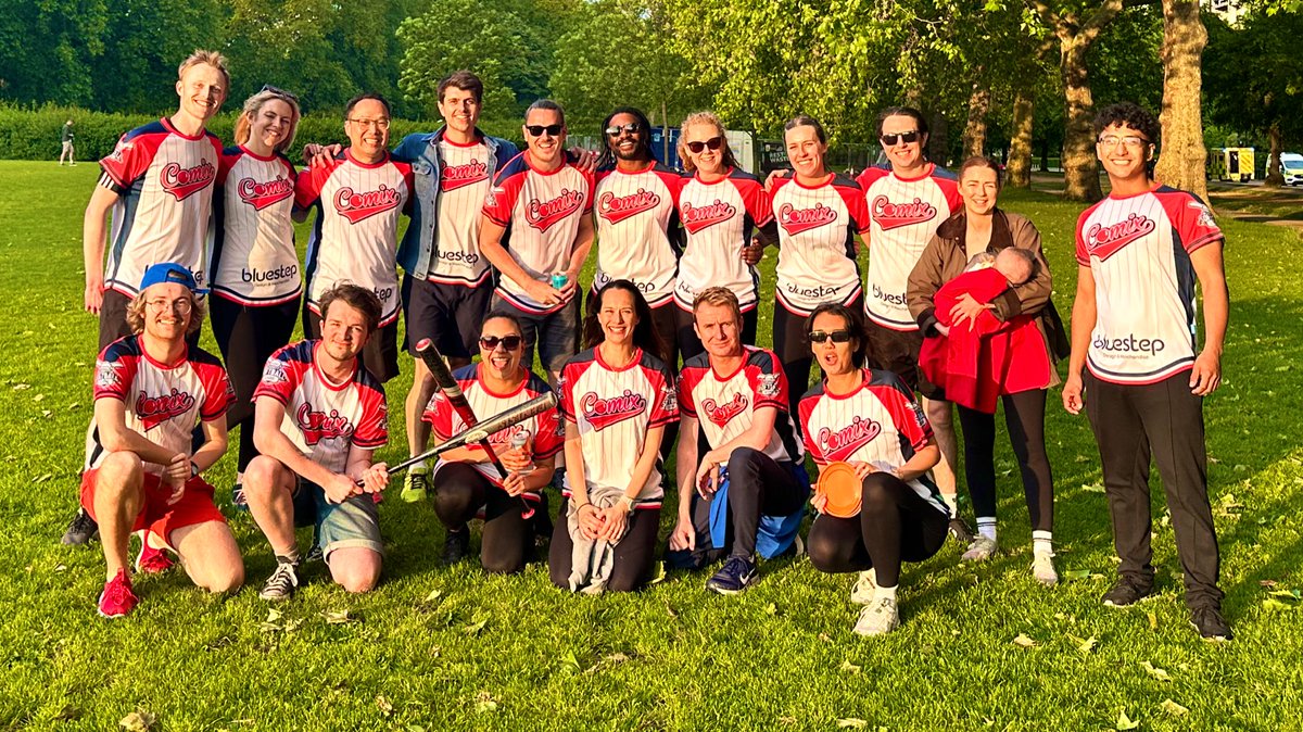 First <a href="/CharitySoftball/">London Charity Softball League</a> team photo of the season in our <a href="/bluestep_s/">Bluestep Solutions</a> shirts. Looking good! #LCSL