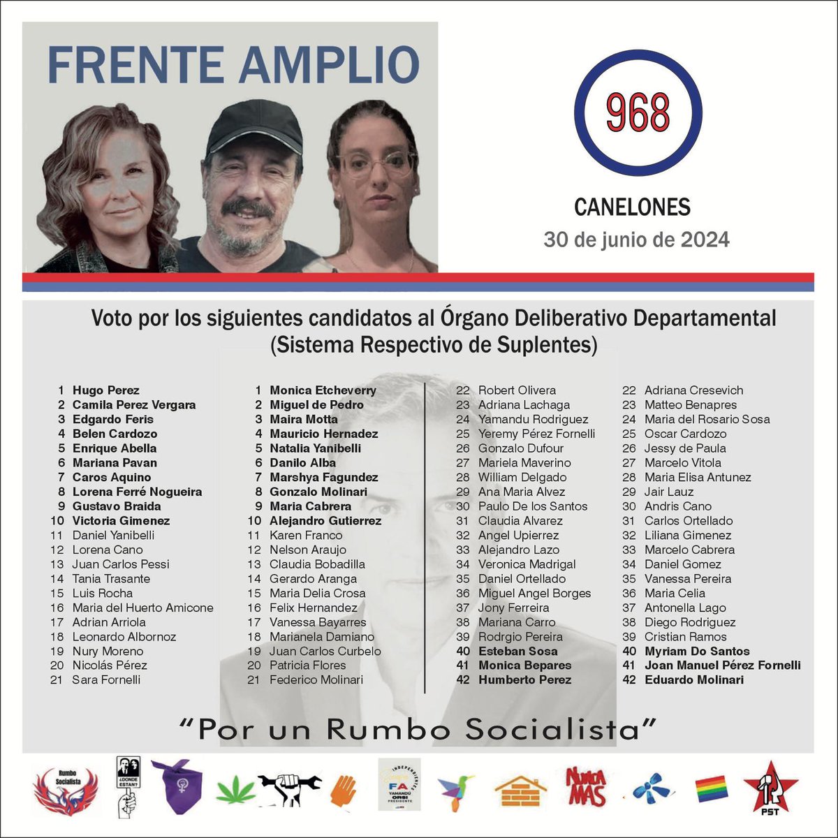 1968pstfa's tweet photo. ¡Salieron las LISTAS!

En Canelones 1968 + 968
En el resto del país 1968 + 11968

Para ganar en octubre, Yamandú Presidente ¡Con la 1968!

Unidad para luchar, unidad para vencer. 

PST-1968 FA https://t.co/XCI2dXG57p