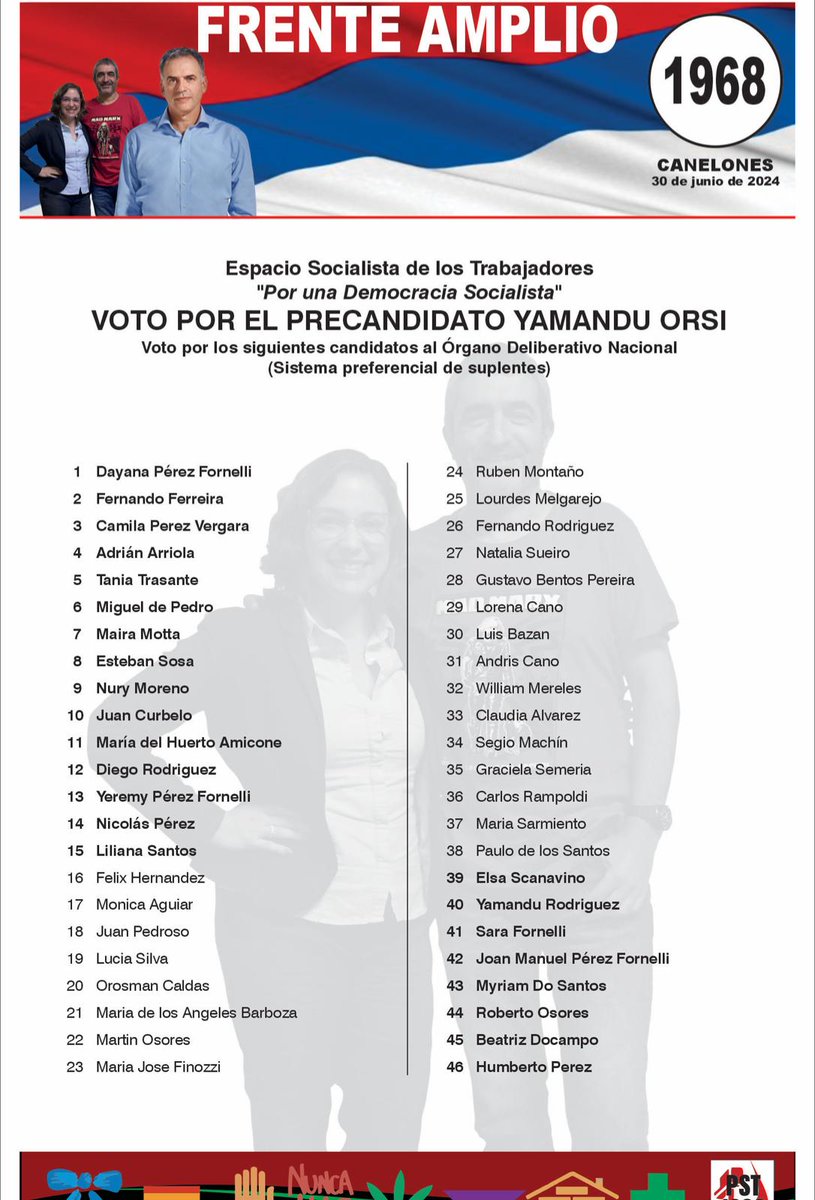 1968pstfa's tweet photo. ¡Salieron las LISTAS!

En Canelones 1968 + 968
En el resto del país 1968 + 11968

Para ganar en octubre, Yamandú Presidente ¡Con la 1968!

Unidad para luchar, unidad para vencer. 

PST-1968 FA https://t.co/XCI2dXG57p