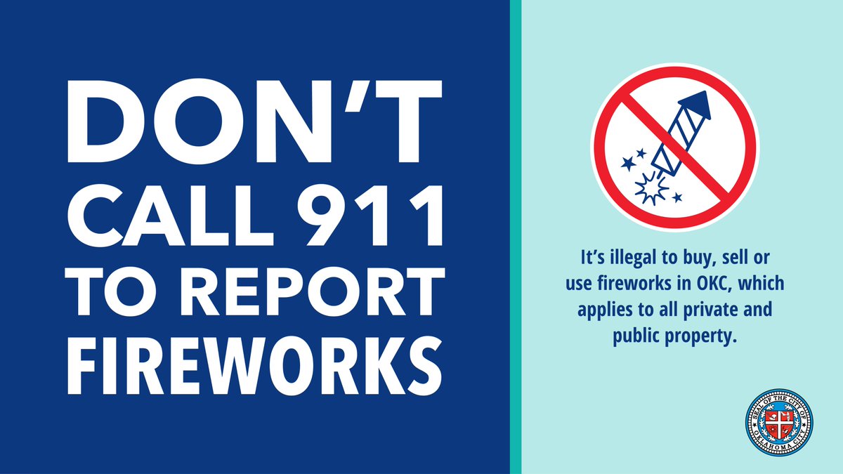 City of OKC (@cityofokc) on Twitter photo If you know the address of the people launching fireworks, you can report in the following ways:
Online: okc.gov/action
Email: action.center@okc.gov
App: OKC Connect
Text: (405) 252-1053
Call: (405) 297-2222 between June 28 – July 8
okc.gov/Home/Component… If you know the address of the people launching fireworks, you can report in the following ways:
Online: okc.gov/action
Email: action.center@okc.gov
App: OKC Connect
Text: (405) 252-1053
Call: (405) 297-2222 between June 28 – July 8
okc.gov/Home/Component…