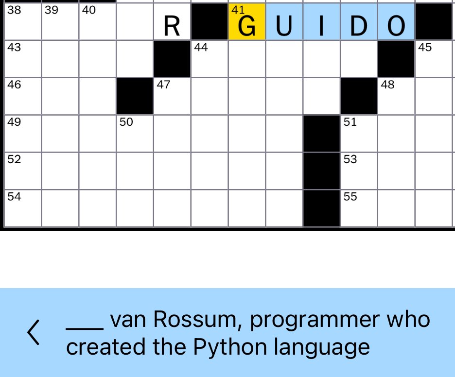 Odd choice for a NYT crossword clue. How many readers even know about Python?